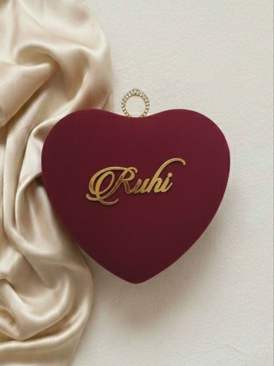 Maroon Heart Shape Clutch
