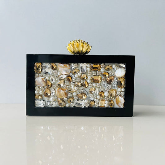 Black Resin Clutch with Embellishment
