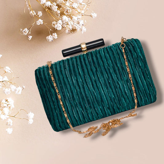 Green Velvet Clutch Bag