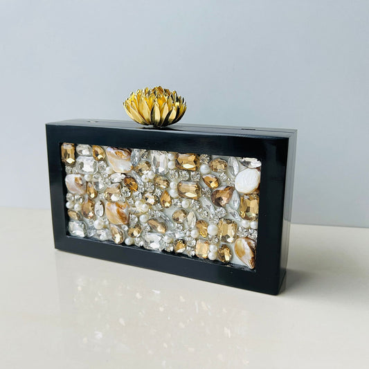 Black Resin Clutch with Embellishment