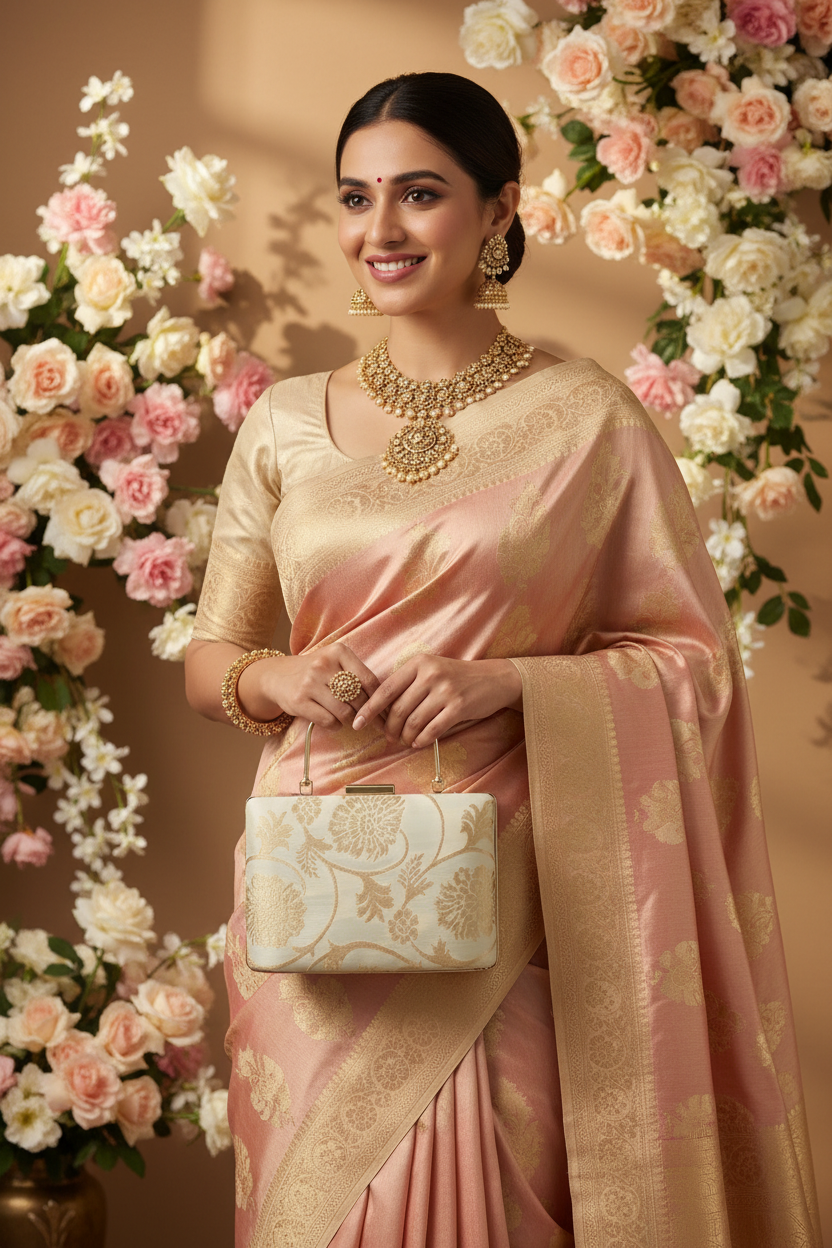 Moti Brocade Clutch with Handle