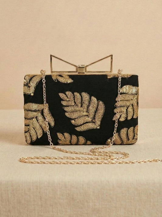 Black Embriodery Clutch
