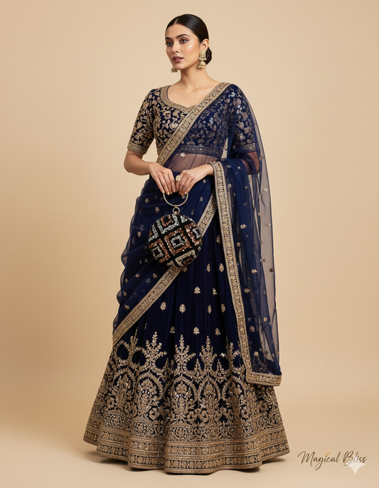 Black Heavy Sequence Round Clutch