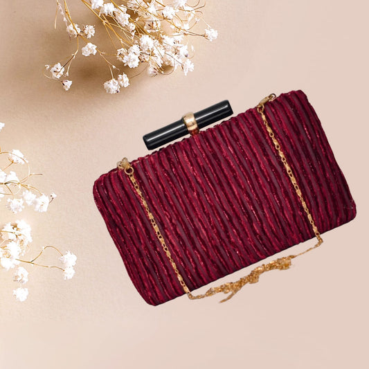 Maroon Velvet Clutch Bag